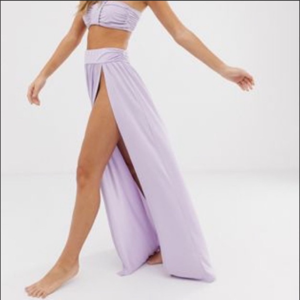 Lilac Drapey Beach Maxi Skirt Two-Piece
